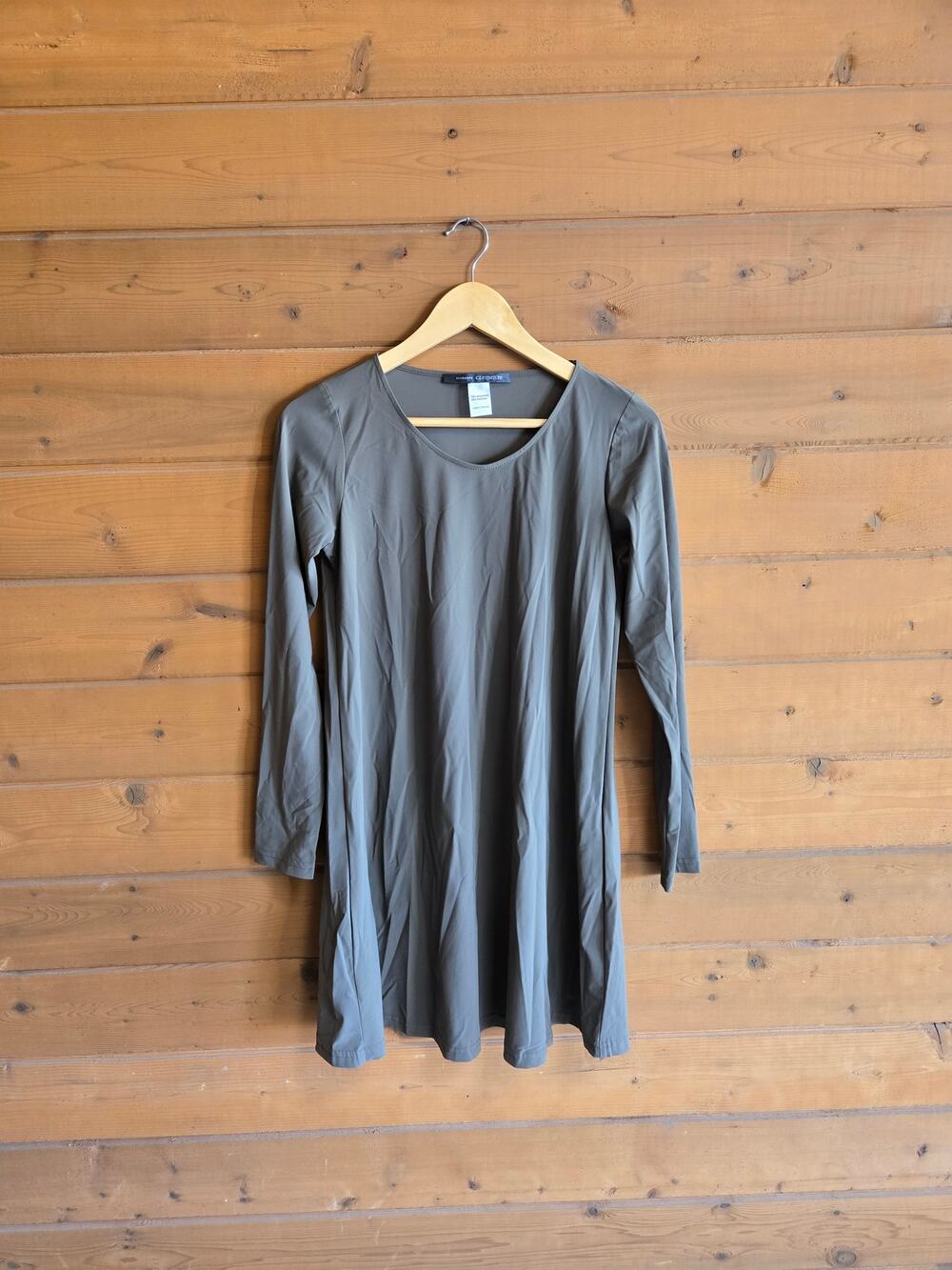 Elemente Clemente Tunic Dress Olive Green Mini Long Sleeve Stretchy S Athleisure